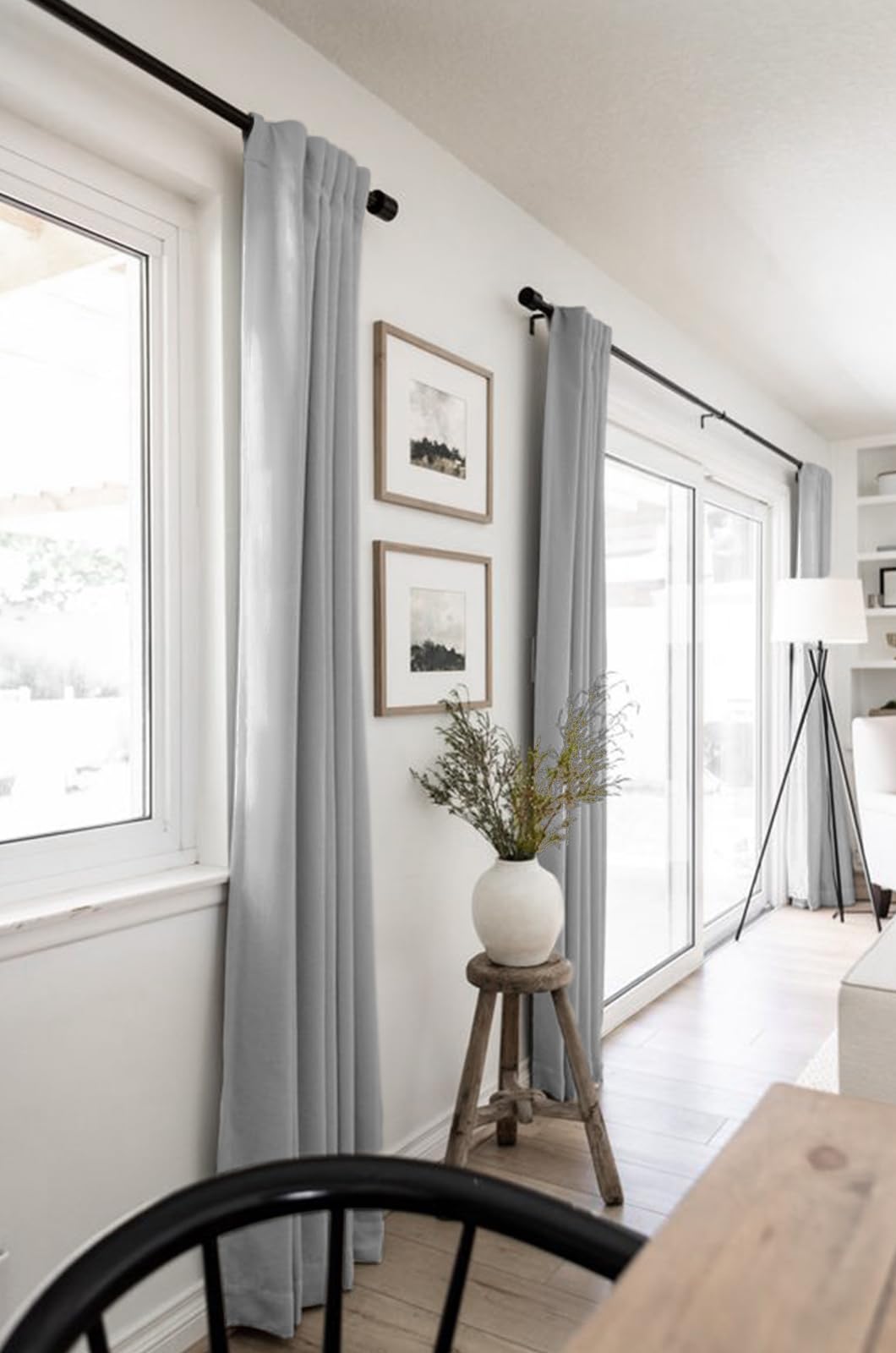 100% Blackout Shield Linen Blackout Curtains for Bedroom 84 Inches Long, Back Tab/Rod Pocket Living Room Drapes, Thermal Insulated Blackout Curtains 2 Panels Set, 50" W x 84" L, Grey