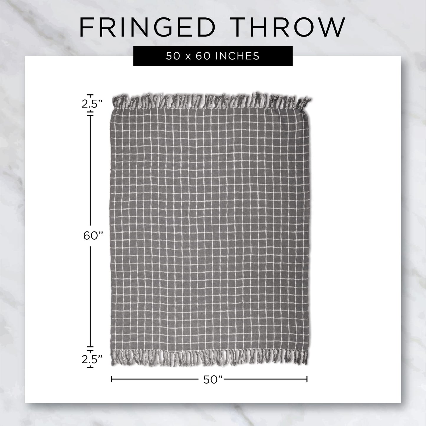 DII Herringbone Striped Collection Cotton Throw Blanket, 50x60, Gray