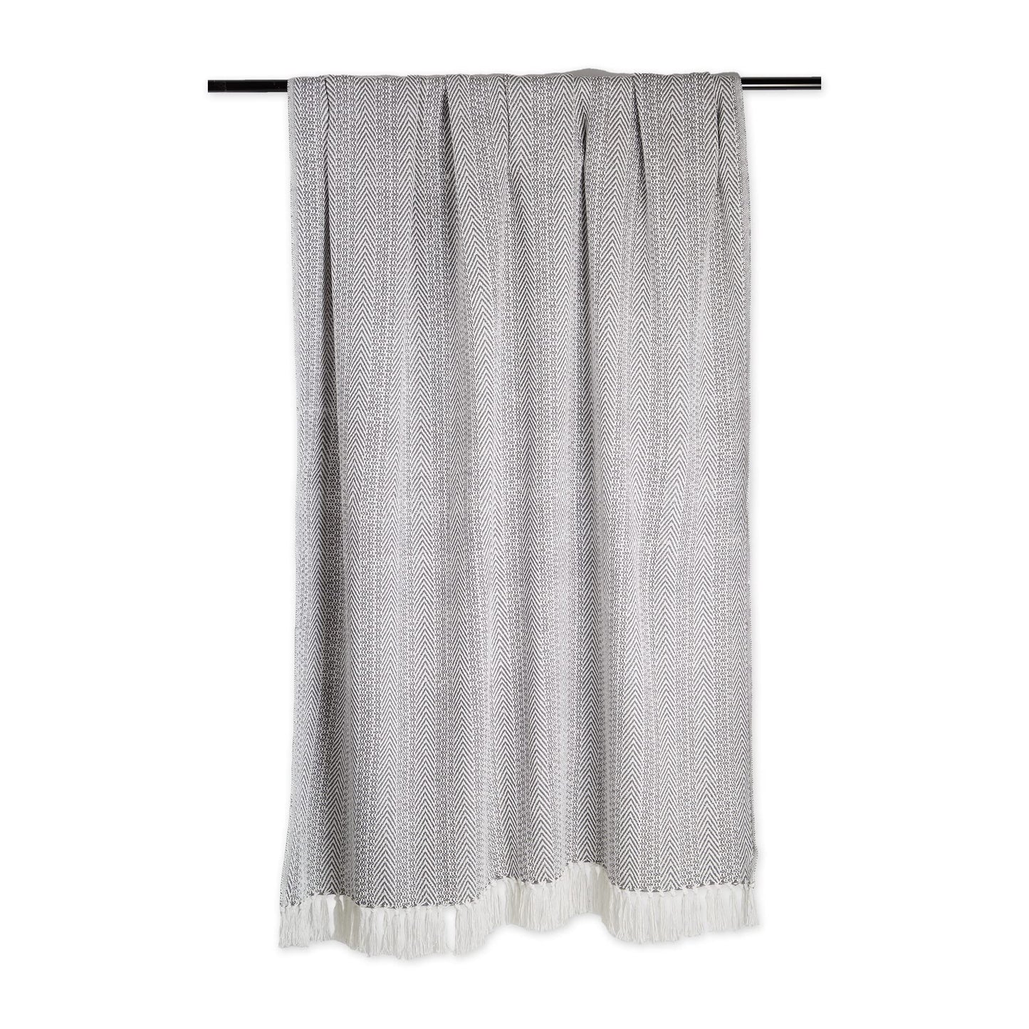 DII Herringbone Striped Collection Cotton Throw Blanket, 50x60, Gray