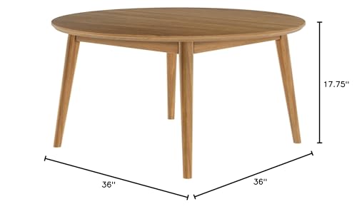 Plank+Beam Mid Century Modern Coffee Table, 36 Inch Wood Coffee Tables for Living Room, Round Center Table, Cocktail Table for Small Spaces, Pecan