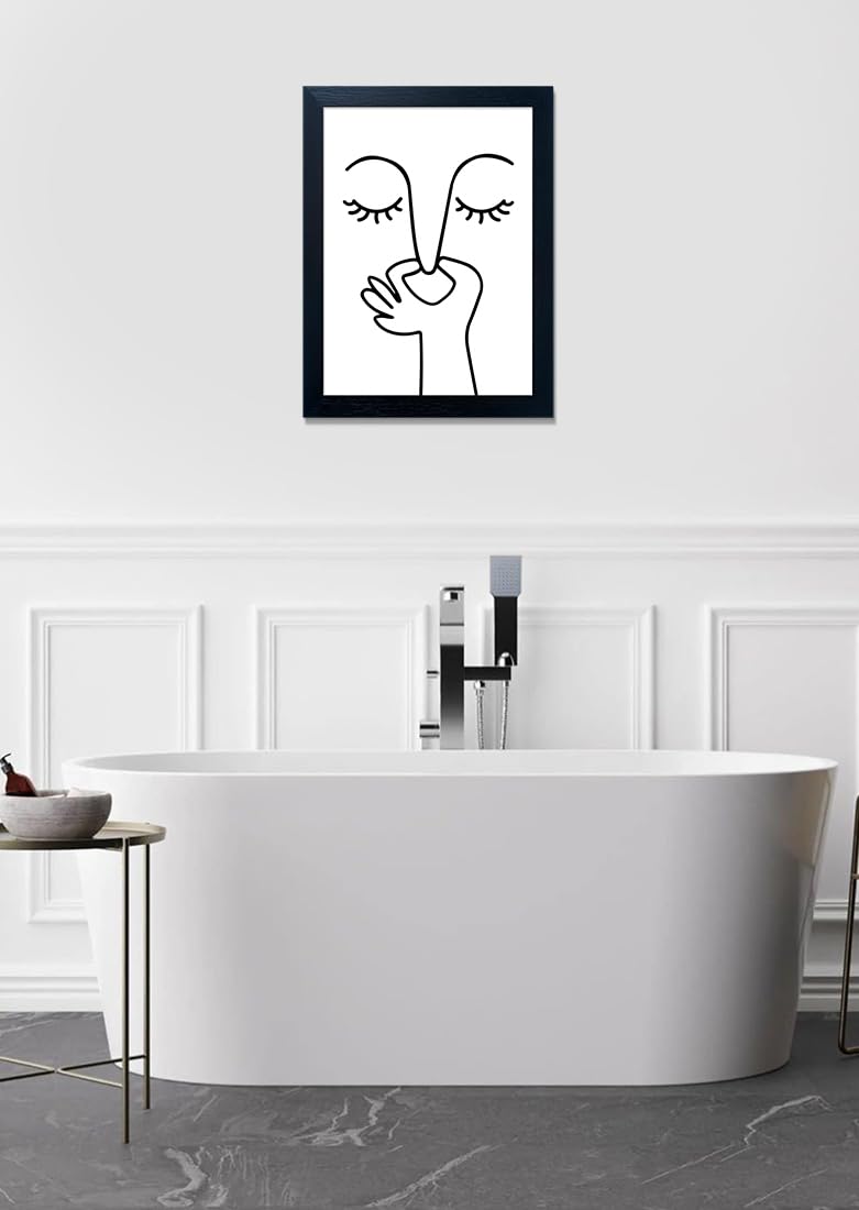AIANHUA Black and White Bathroom Wall Art Bad Smell Humorous Canvas Print Funny Guest Toilet Picture Artworks for bathroom walls Modern Minimalistic Bathroom Sign