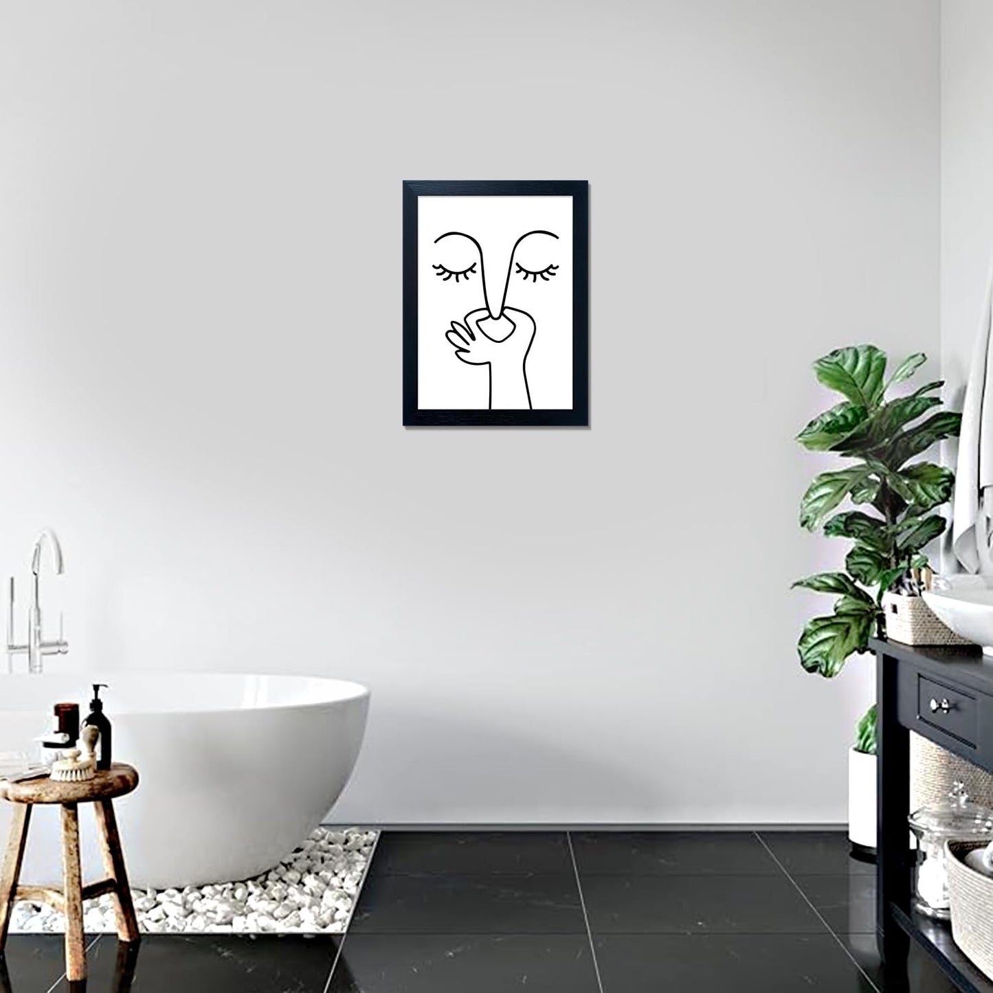 AIANHUA Black and White Bathroom Wall Art Bad Smell Humorous Canvas Print Funny Guest Toilet Picture Artworks for bathroom walls Modern Minimalistic Bathroom Sign