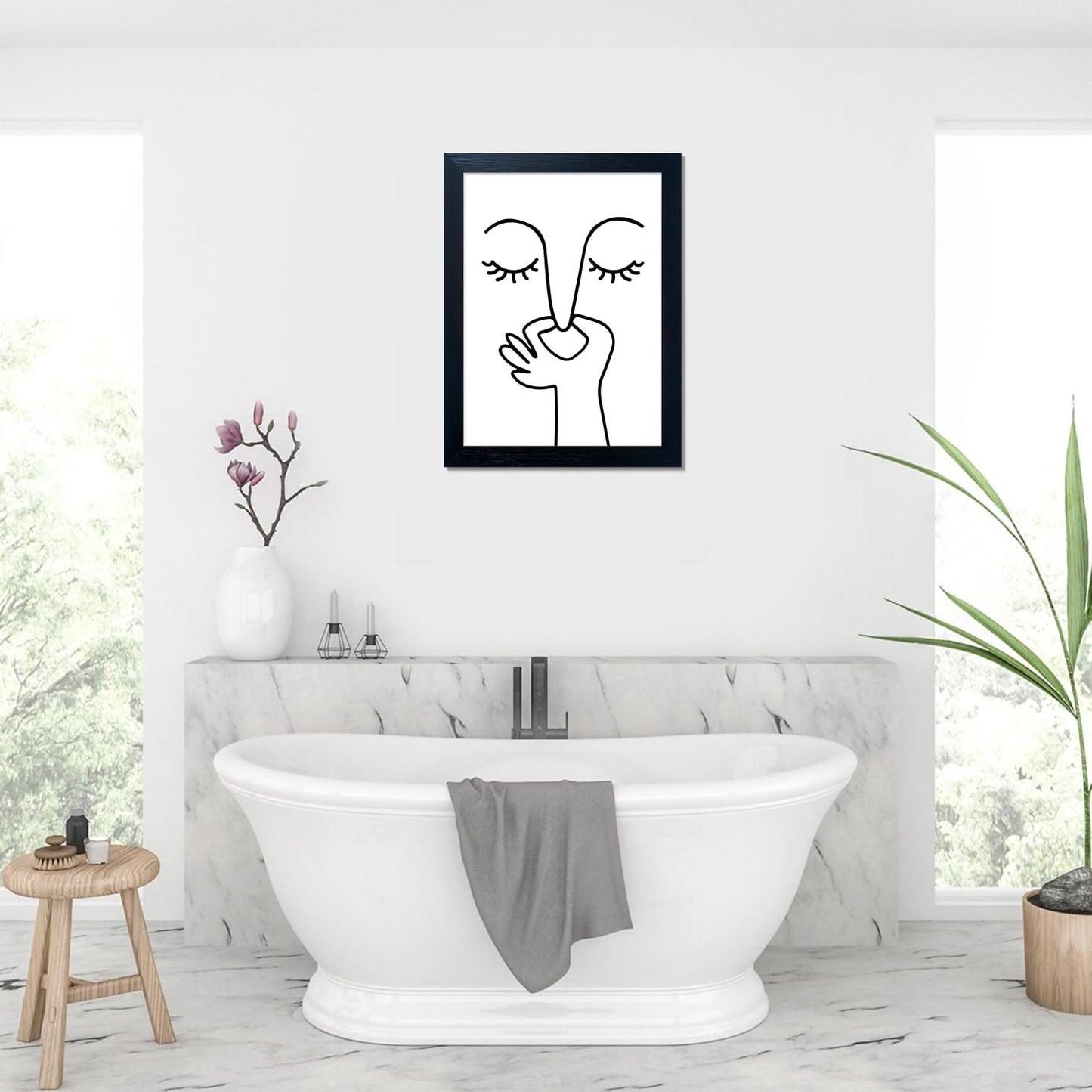 AIANHUA Black and White Bathroom Wall Art Bad Smell Humorous Canvas Print Funny Guest Toilet Picture Artworks for bathroom walls Modern Minimalistic Bathroom Sign