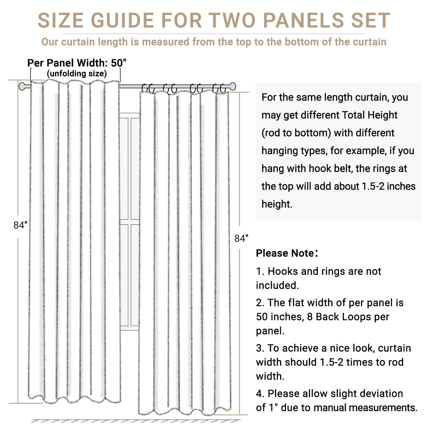 100% Blackout Shield Linen Blackout Curtains for Bedroom 84 Inches Long, Back Tab/Rod Pocket Living Room Drapes, Thermal Insulated Blackout Curtains 2 Panels Set, 50" W x 84" L, Grey
