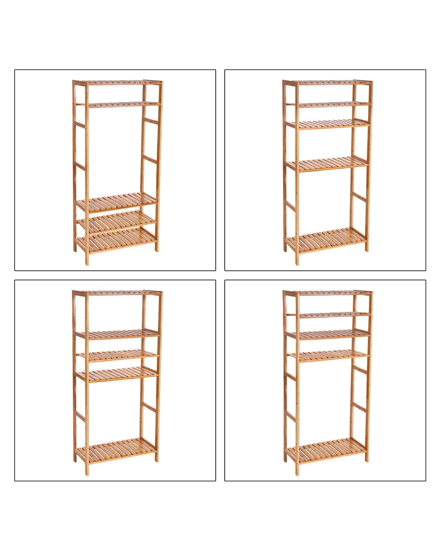 SONGMICS Bamboo Storage Shelf, 5-Tier Shelving Unit, Multifunctional, in The Entryway, Bathroom, Living Room, Balcony, Kitchen, 10.2 x 23.6 x 51.2 Inches, Light Bamboo UBCB35Y