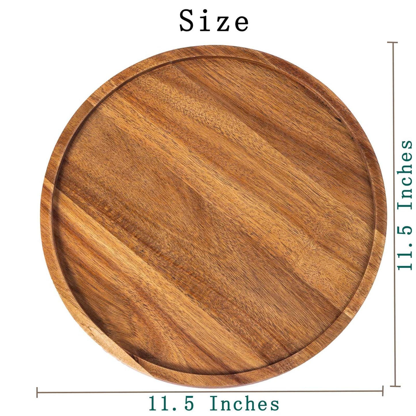 11.5 Inches Candle Holder Tray Home Decor, Round Wood Tray for Coffee Table, Small Wooden Serving Decorative Trays for Home