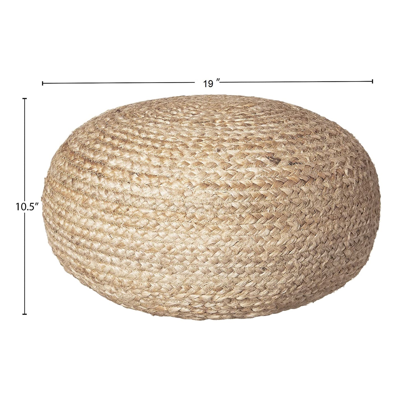 Decor Therapy Round Pouf Ottoman Footrest, Natural Jute Woven, Boho Pouf, Bohemian Style Casual Seating for Living Room, Bedroom, Patio Decor 19"x 19"x 10.5"