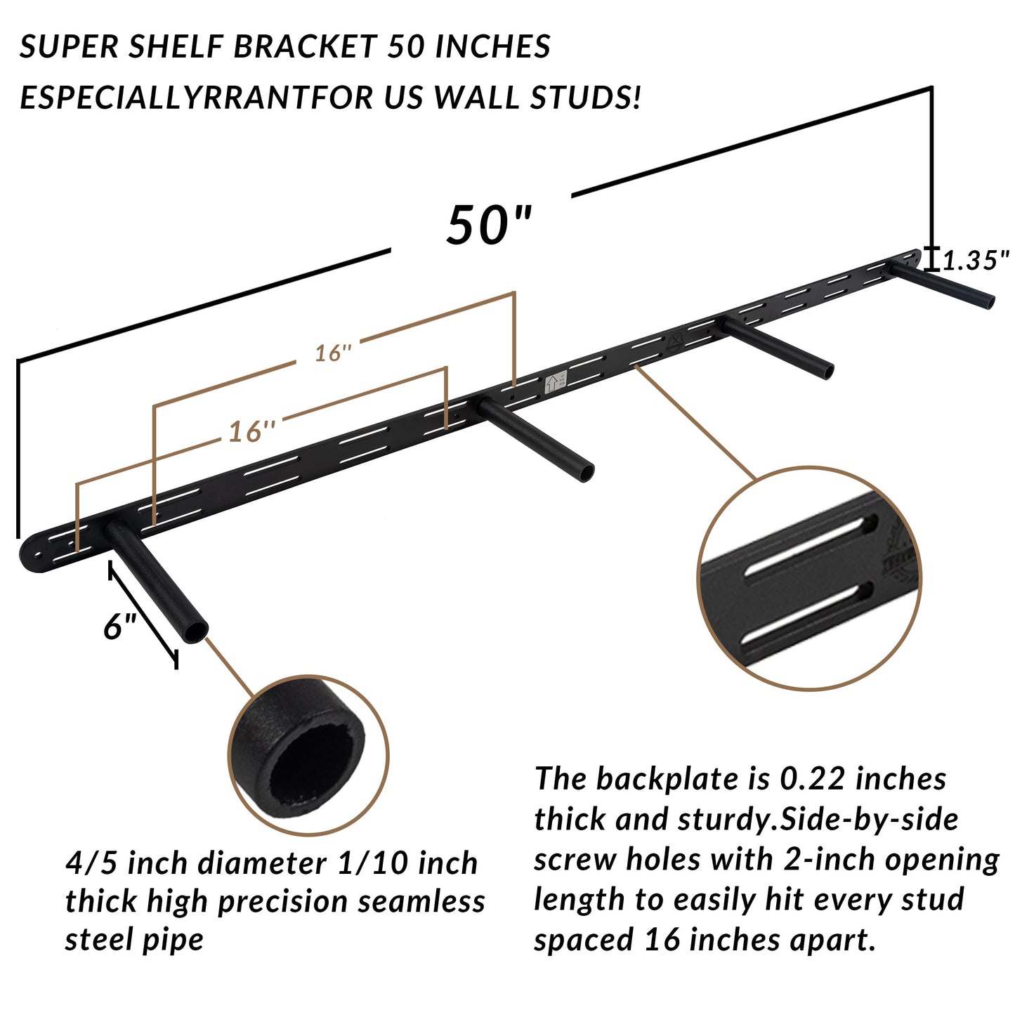 XWNE Rustic Floating Shelves 60 inch Long 8 "deep Set of 2, Heavy Duty Wood Wall Mounted Shelves for Bathroom Living Room Kitchen,Book Shelves with Thickened Hidden Bracket- Walnut