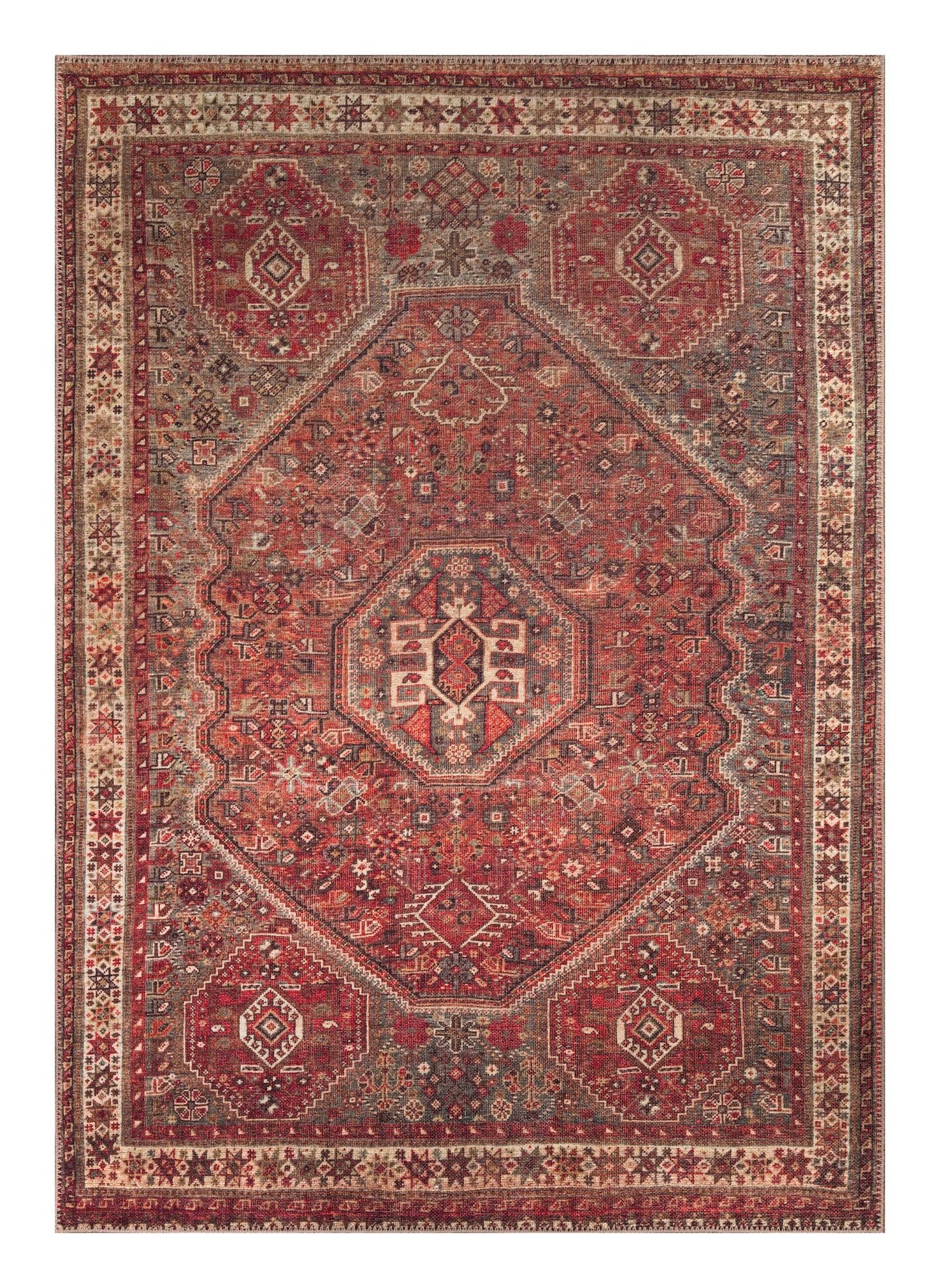 Keen Home Design 4x6 Rug - Machine Washable Area Rug with Non-Slip Backing, Ideal for Living Room, Dining Room, Bedroom - Vintage, Easy Clean, Durable, Low Pile Rug - (4' x 6')